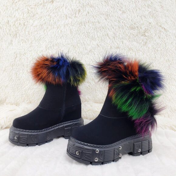 BRAND NEW! Sz 10 Furry Goth Platform Punk Ankle Boots - Picture 13 of 16